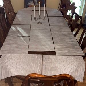 Chilewich Bamboo Table Runner & 12 Placemats - Chalk